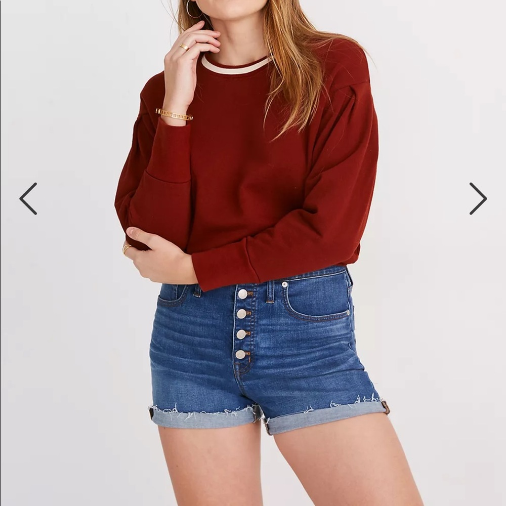 High-Rise Denim Shorts Derby Wash: Button-Front